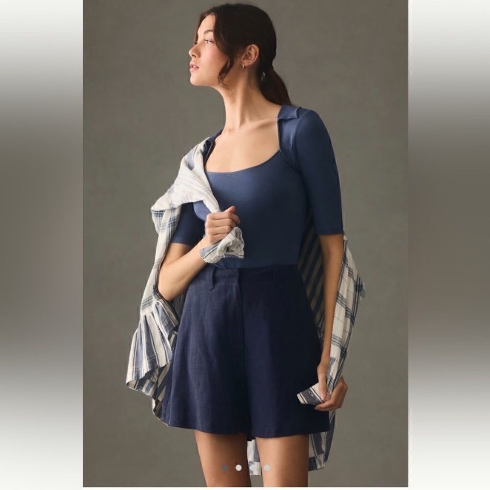 By Anthropologie Collared Square-Neck Tee